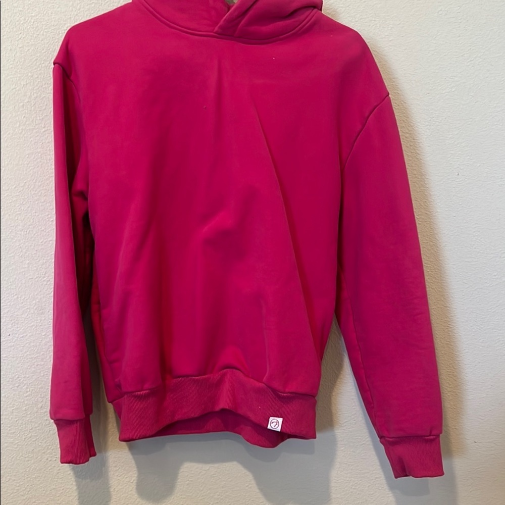 Vibrant Pink Turtleneck Sweater with Ribbed Cuffs